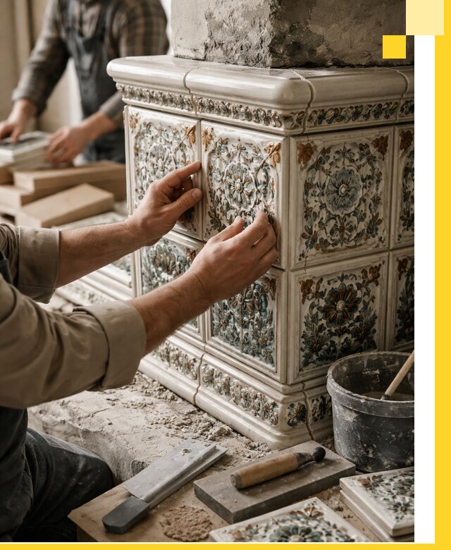 Изразцовые камины под ключ в Нягани: проект и монтаж