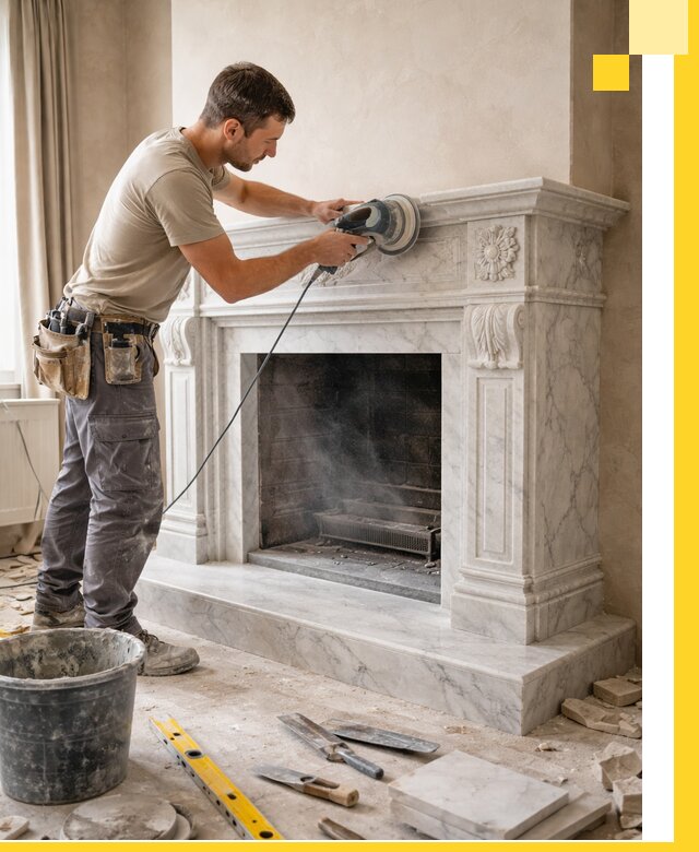 Изготовление и установка мраморных каминов в Нягани под ключ