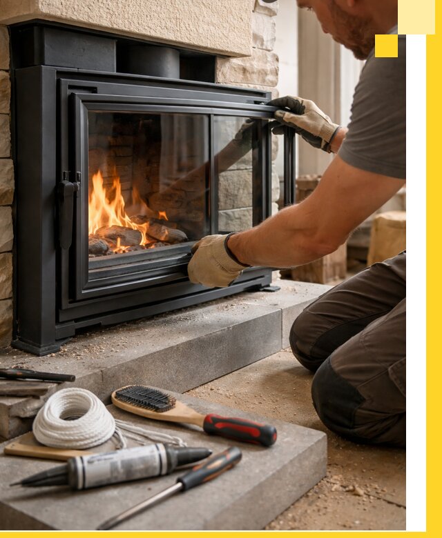 Производство, монтаж и доставка каминов со стеклом в Нягани