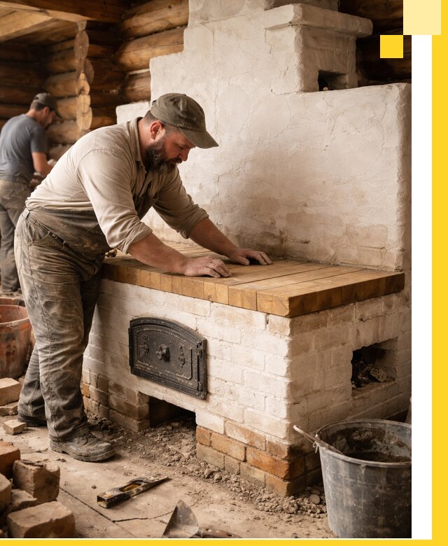 Проектирование и установка русской печи с лежанкой в Нягани