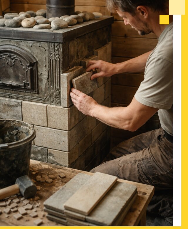 Облицовка банных печей в Нягани профессиональная отделка