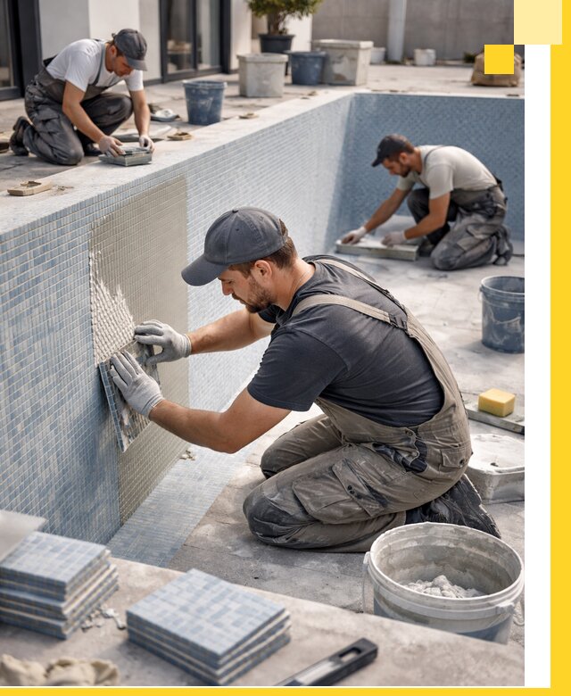 Облицовка бассейнов в Нягани плитка мозаика гидроизоляция