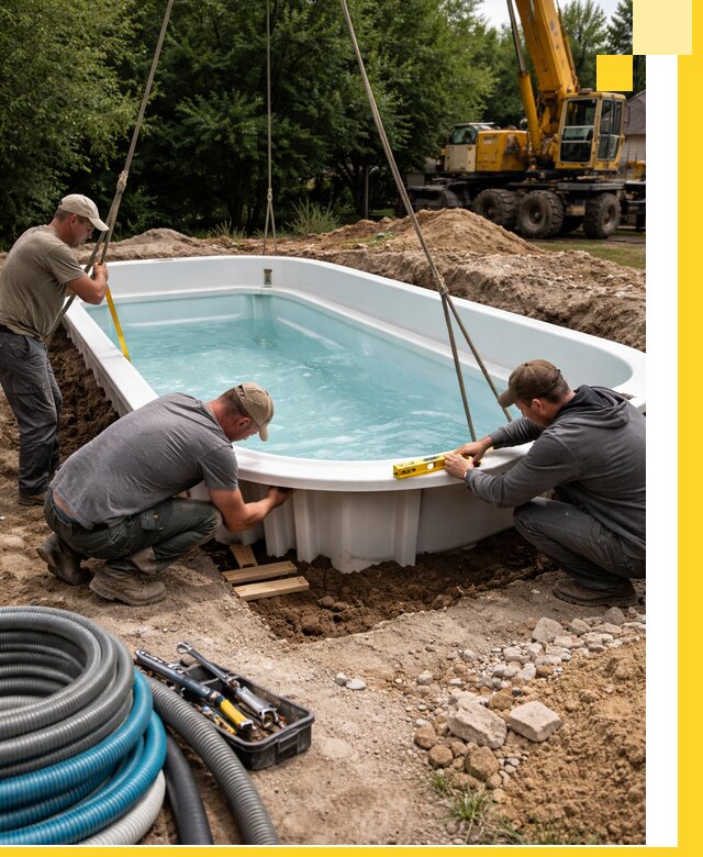 Установка и монтаж композитных бассейнов под ключ в Нягани