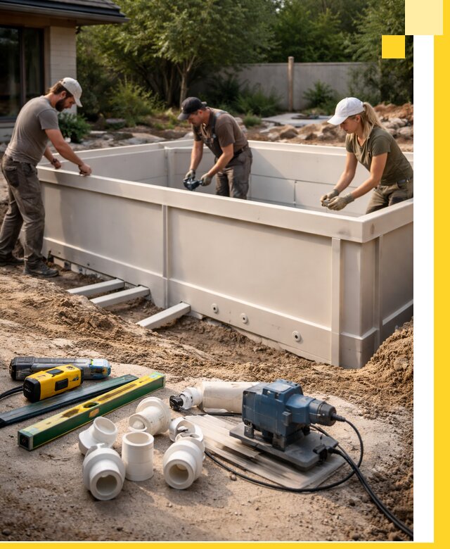 Установка полипропиленовых бассейнов под ключ в Нягани