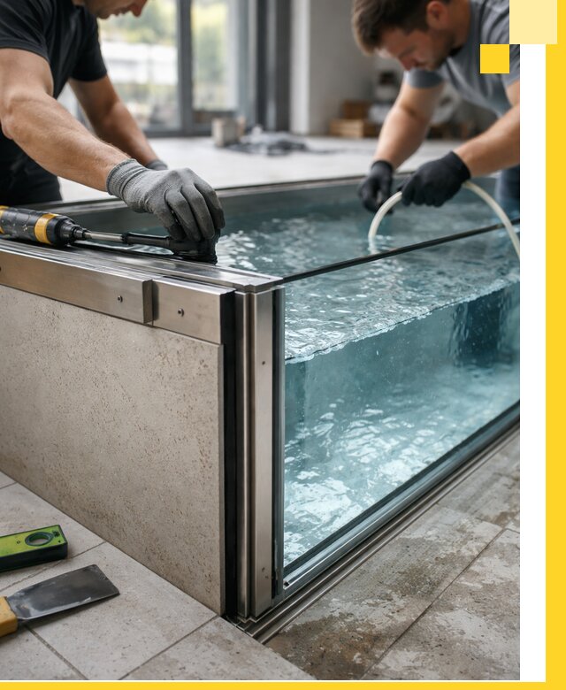 Проектирование и монтаж стеклянных бассейнов в Нягани