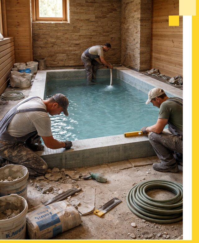 Проектирование и строительство бассейнов для бани в Нягани