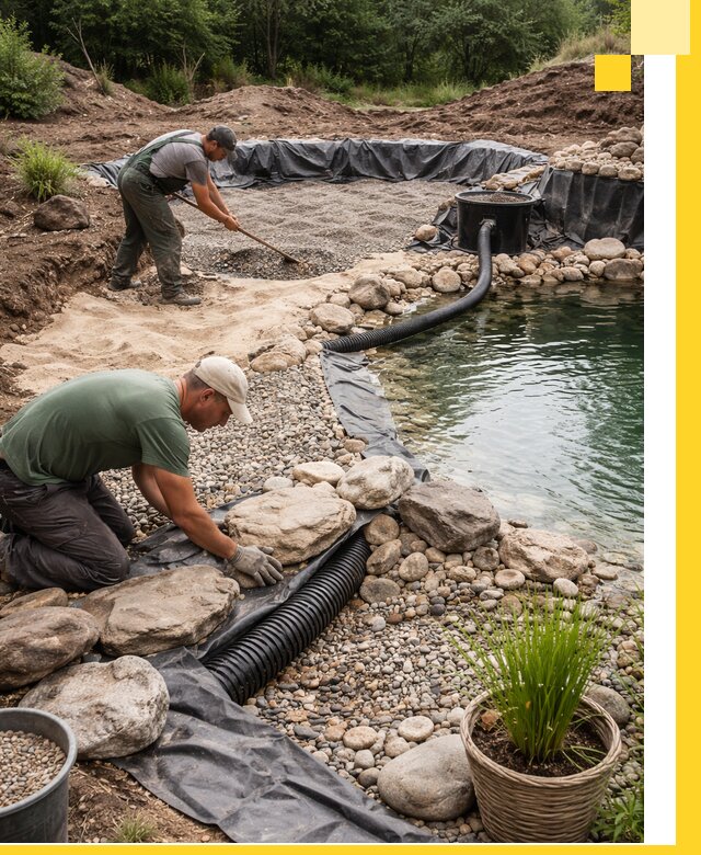 Строительство природных бассейнов и озер в Нягани под ключ