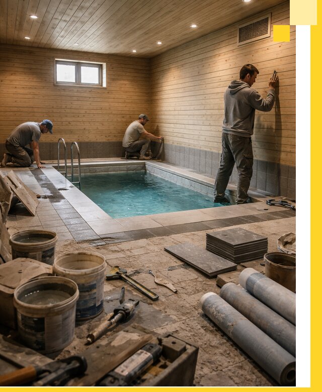 Строительство бани с бассейном и сауной под ключ в Нягани