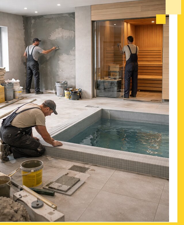 Проектирование и строительство сауны с бассейном в Нягани