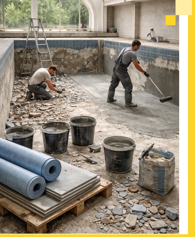 Реконструкция бассейнов в Нягани: ремонт, гидроизоляция