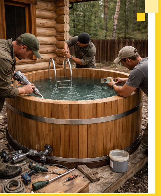 Строительство бань с купелью под ключ и отделкой в Нягани