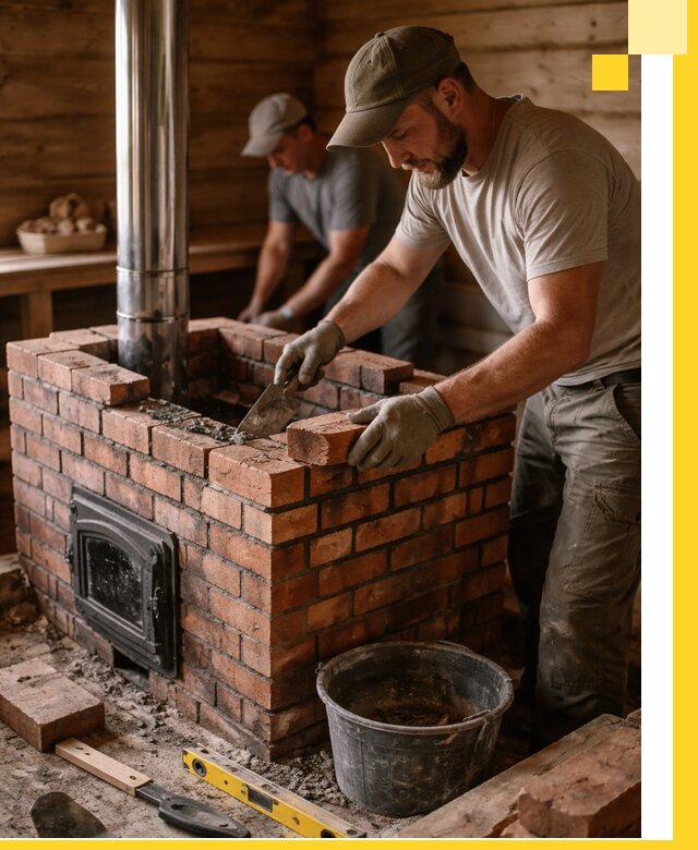 Кирпичные печи для бани под ключ в Нягани, проект и монтаж