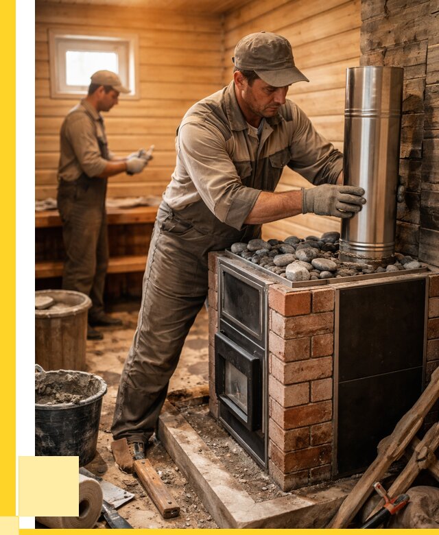 Монтаж печи в бане под ключ в Нягани от 20372 р. | ЭриданНга