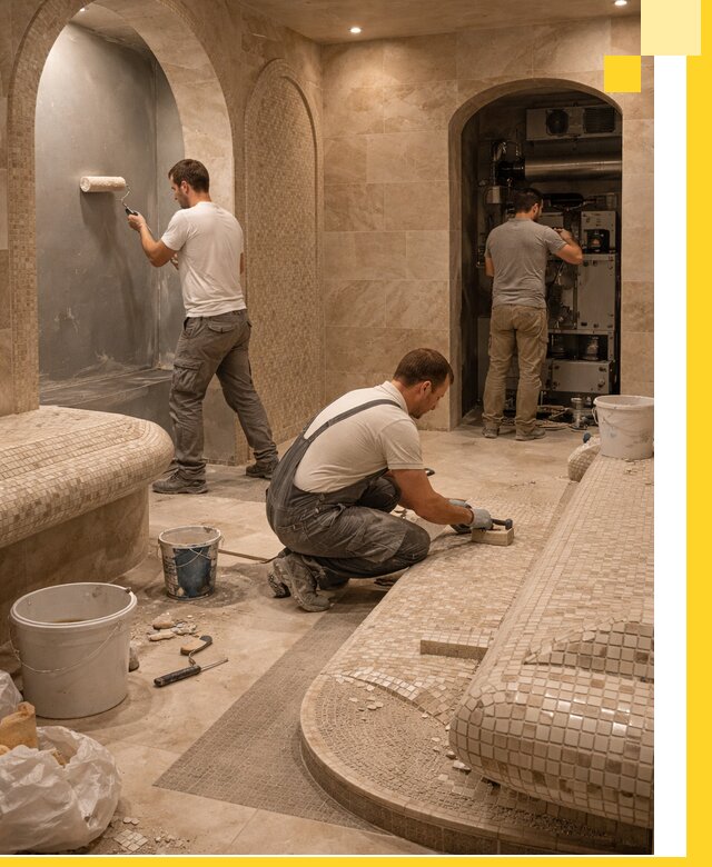 Строительство бани с хамамом и бассейном под ключ в Нягани