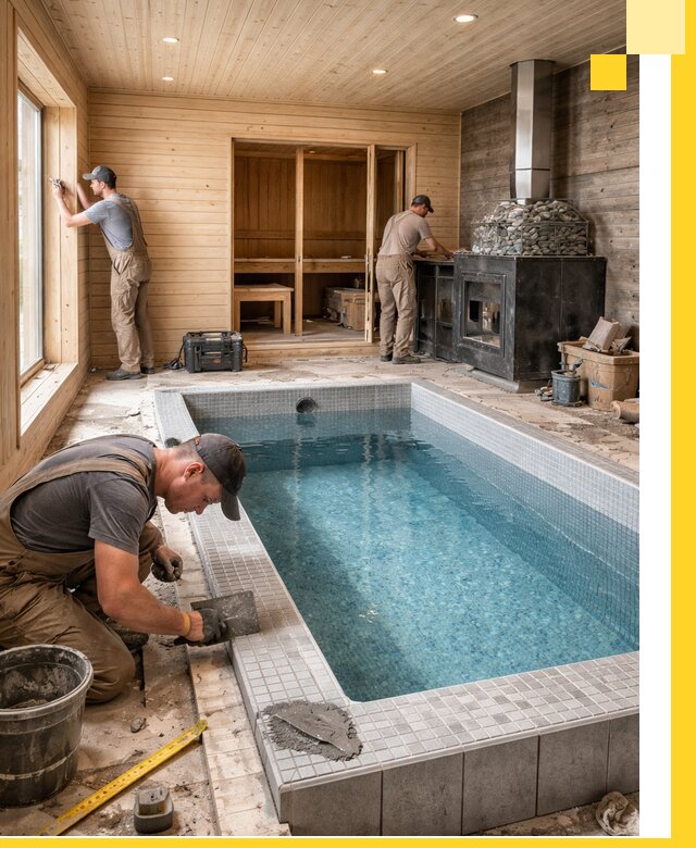 Проект бани с бассейном и сауной в Нягани под ключ