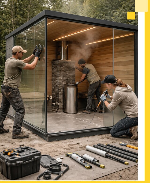 Проектирование и строительство стеклянных бань в Нягани