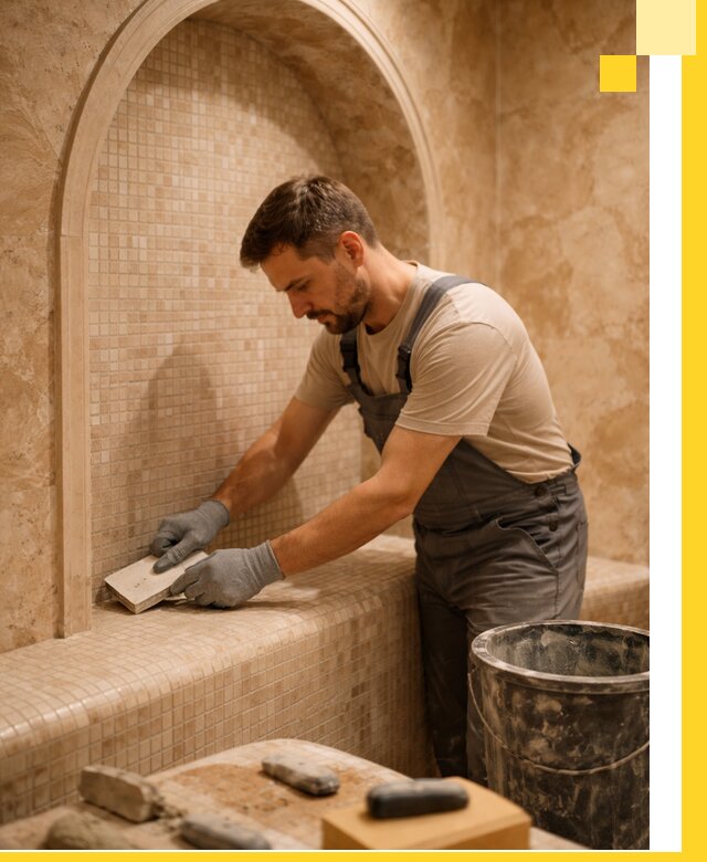 Профессиональная отделка хамамов с мозаикой под ключ в Нягани