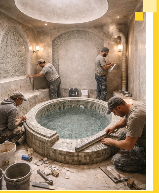 Профессиональное строительство хамама с бассейном в Нягани под ключ